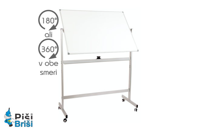 Piši-Briši BELA mobilna TABLA 90x120cm Roto s priborom MRW-601TX