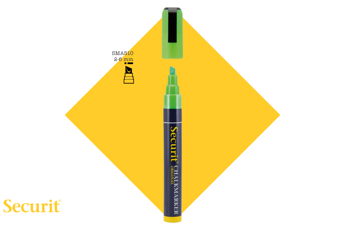 Securit MARKER s tekočo kredo  ZELENE barve in  MEDIUM konico SMA510GR