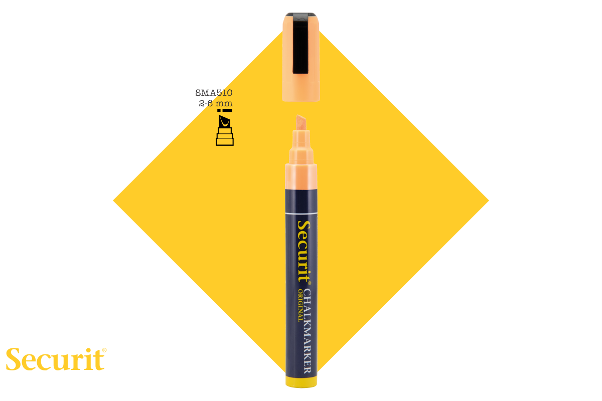 Securit MARKER s tekočo kredo  ORANŽNE barve in  MEDIUM konico SMA510OR