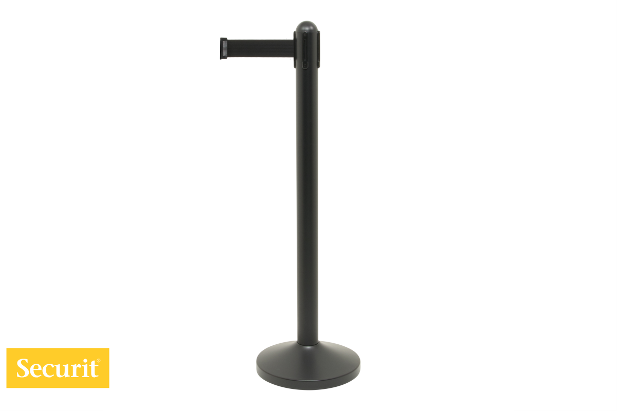 Securit  USMERJEVALNI STEBRIČEK s črnim izvlečnim TRAKOM Black RSRTBLSET