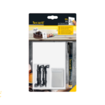 Securit etiketne KREDNE TABLE A6 v BELI barvi s priborom za postavitev TAGA6BL