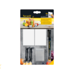 Securit etiketne KREDNE TABLE A8 v BELI barvi s priborom za postavitev TAGA8BL