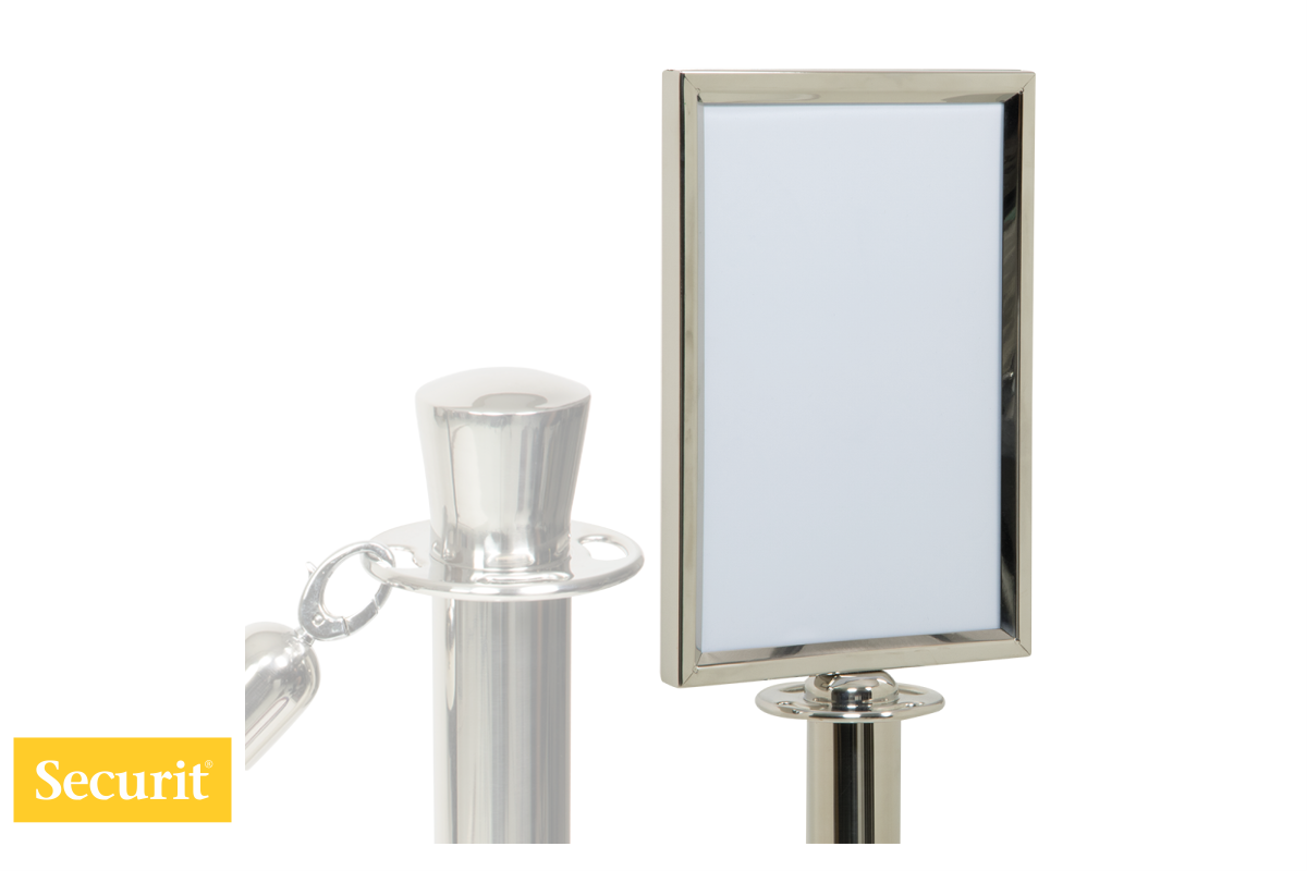 Securit INFO okvir A4 za kromirani USMERJEVALNI STEBRIČEK z vrvjo RSSIGNA4PC Securit INFO okvir A4 za kromirani USMERJEVALNI STEBRIČEK z vrvjo RSSIGNA4PC