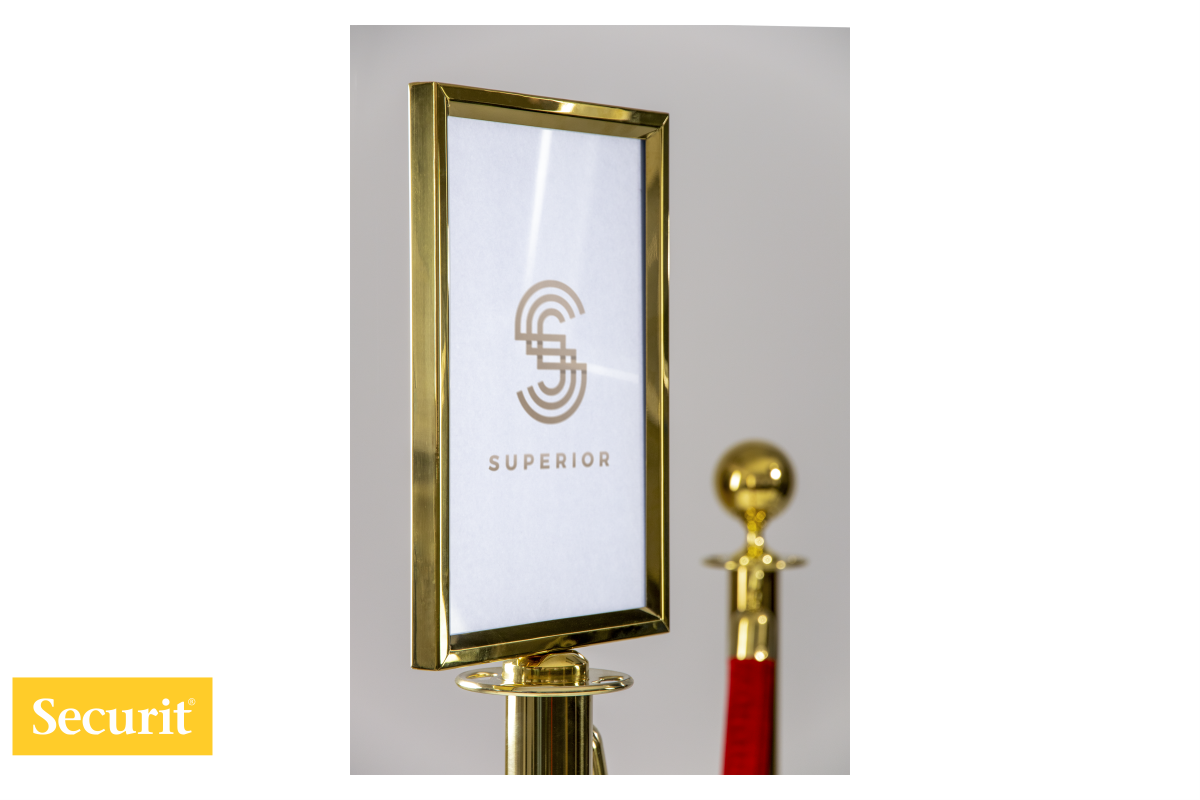 Securit INFO okvir A4 za zlati USMERJEVALNI STEBRIČEK z vrvjo RSSIGNA4PG Securit INFO okvir A4 za zlati USMERJEVALNI STEBRIČEK z vrvjo RSSIGNA4PG