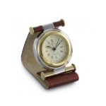 DALVEY žepna popotniška URA Travel Clock z RJAVIM usnjem 00432