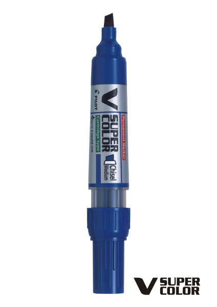 PILOT  V-Super Color alkoholni marker s prisekano konico in MODRIM izpisom 4052 L