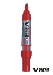 PILOT  V-Super Color alkoholni marker s prisekano konico in RDEČIM izpisom 4052 R
