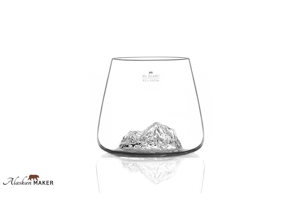 Alaskan MAKER KOZARCA za žgano pijačo s topografijo Mont Blanc in Everest AMTOPO-BE Alaskan MAKER KOZARCA za žgano pijačo s topografijo Mont Blanc in Everest AMTOPO-BE