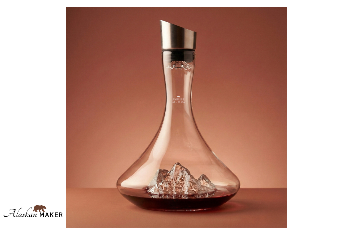 Alaskan MAKER steklen DEKANTER za vino s topografijo Everest AMTOPO-C-E