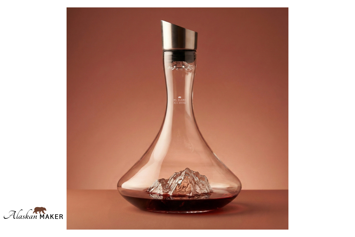 Alaskan MAKER steklen DEKANTER za VINO s topografijo Mont Blanc AMTOPO-C-B