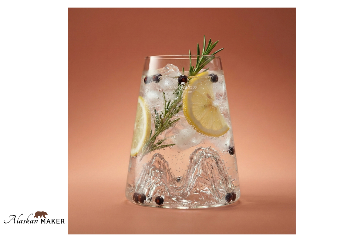 Alaskan MAKER KOZAREC za pijačo s topografijo Grand Canyon AMTOPO-VD-G