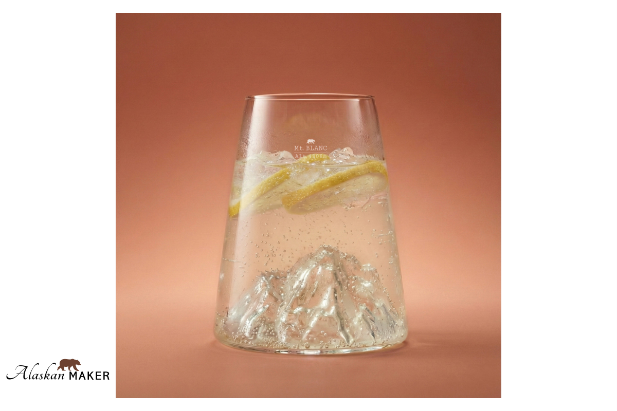 Alaskan MAKER KOZAREC za pijačo s topografijo Mont Blanc AMTOPO-VD-B