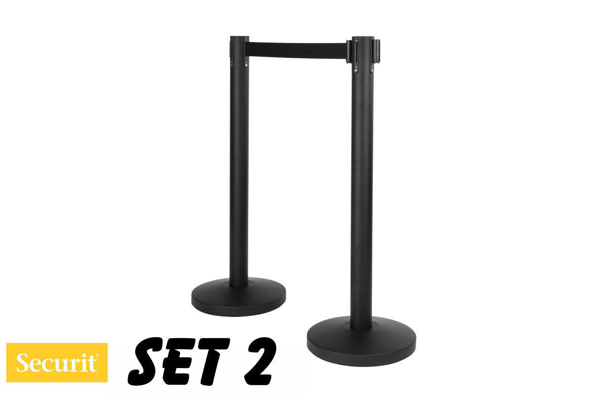 Securit USMERJEVALNA STEBRIČKA (2x) s črnim izvlečnim TRAKOM Black Budget RSRTLWBL Securit USMERJEVALNA STEBRIČKA (2x) s črnim izvlečnim TRAKOM Black Budget RSRTLWBL