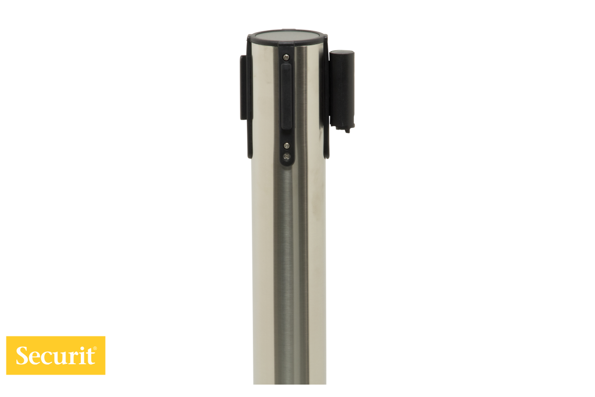 Securit USMERJEVALNA STEBRIČKA (2x) s črnim izvlečnim TRAKOM Steel Budget RSRTLWCH Securit USMERJEVALNA STEBRIČKA (2x) s črnim izvlečnim TRAKOM Steel Budget RSRTLWCH