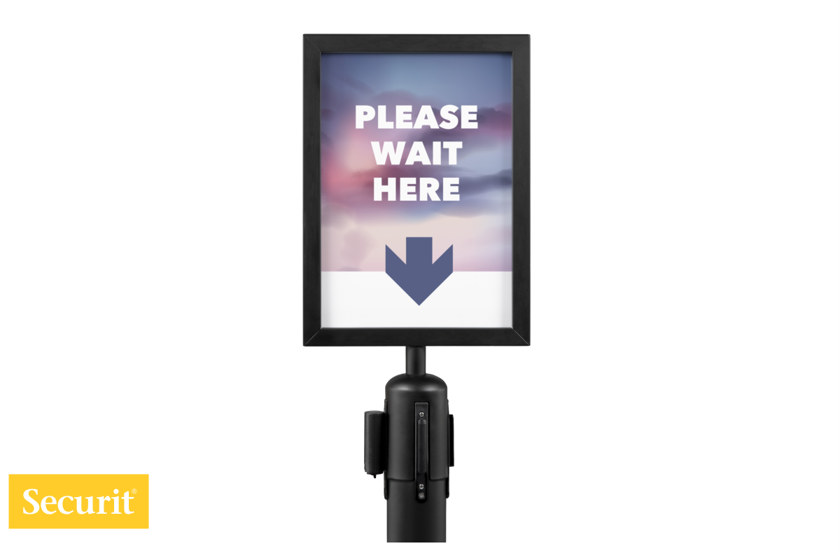 Securit INFO okvir A4 za črni USMERJEVALNI STEBRIČEK z izvlečnim trakom RSSIGNA4BL Securit INFO okvir A4 za črni USMERJEVALNI STEBRIČEK z izvlečnim trakom RSSIGNA4BL