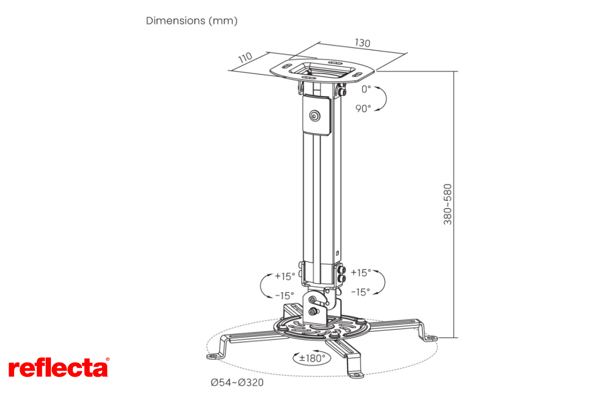 reflecta projekcijski NOSILEC stropni 38-58cm Prometheus 23042 reflecta projekcijski NOSILEC stropni 38-58cm Prometheus 23042