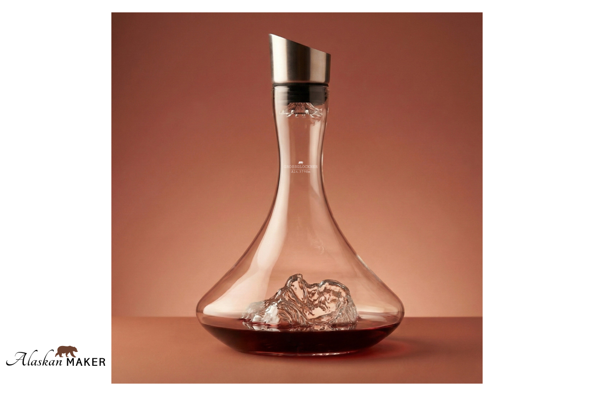 Alaskan MAKER steklen DEKANTER za vino s topografijo Grossglockner AMTOPO-C-GG