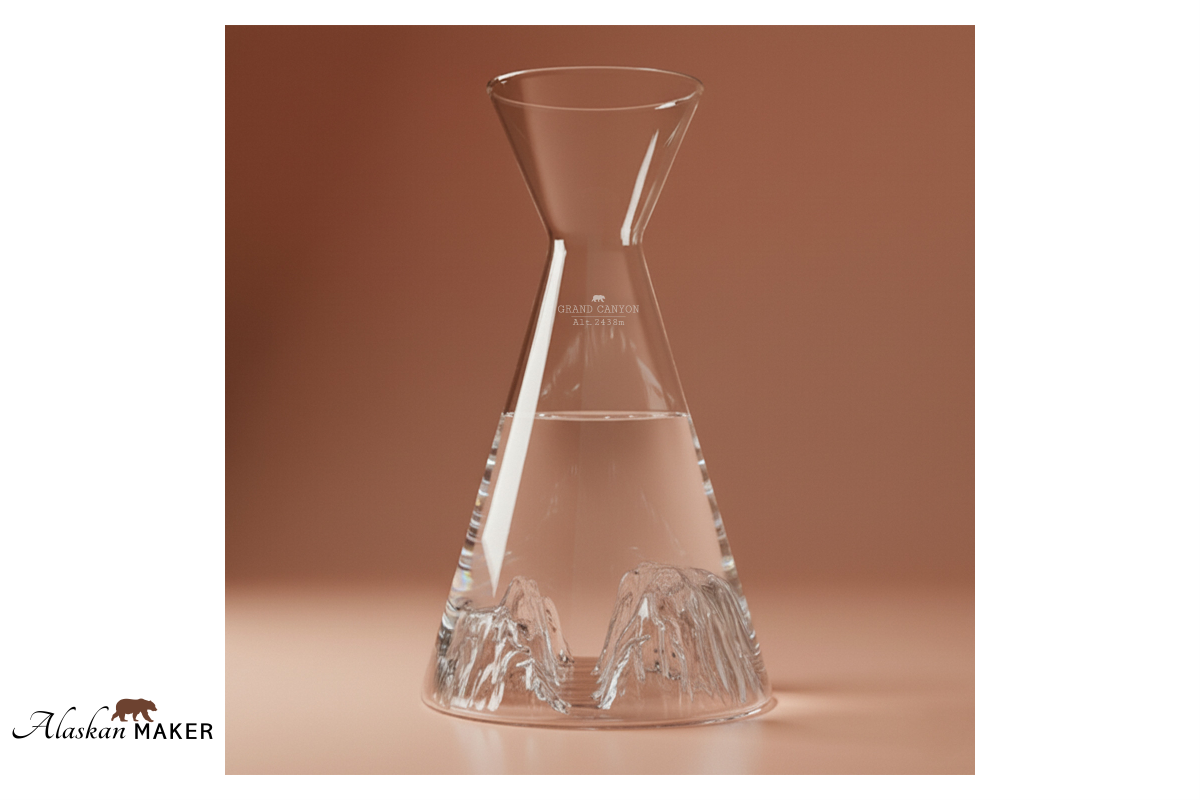 Alaskan MAKER steklen vrč za pijače - KARAFA s topografijo Grand Canyon AMTOPO-CA-G