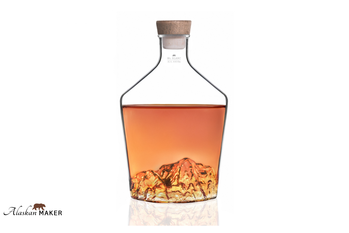 Alaskan MAKER STEKLENICA za žganje s topografijo Mont Blanc AMTOPO-CS-B