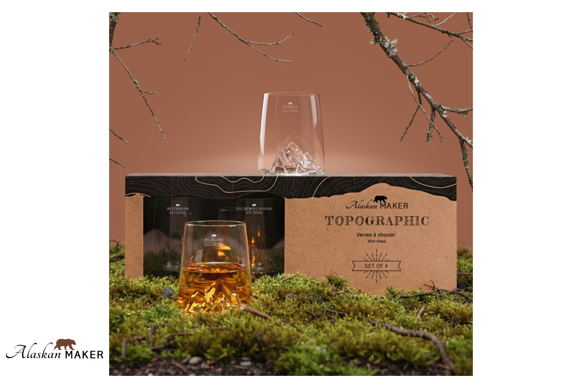 Alaskan MAKER Shot KOZARCI za žgano pijačo s topografijo Classique AMTOPO-S-BEMP Alaskan MAKER Shot KOZARCI za žgano pijačo s topografijo Classique AMTOPO-S-BEMP
